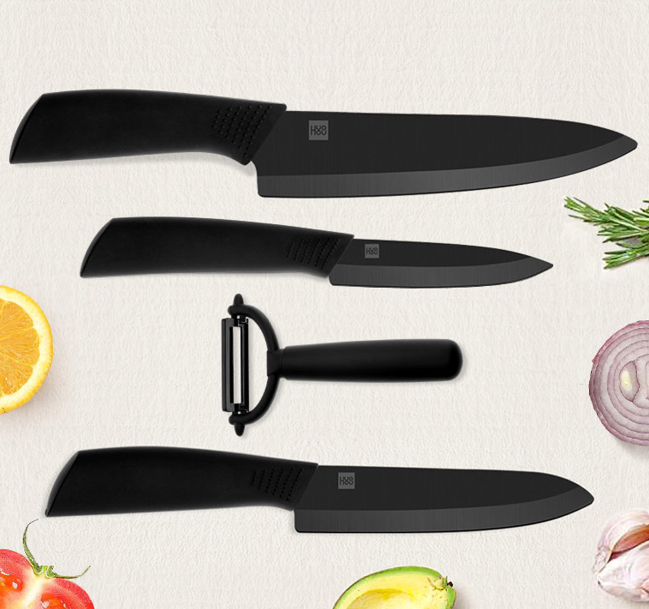 Набор керамических ножей 3+1 HuoHou Ceramic Kitchen Knife Set